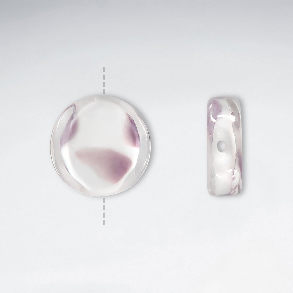 16x15.5mm Smooth Petal Pattern Thin Circle Glass Beads pkg of 30