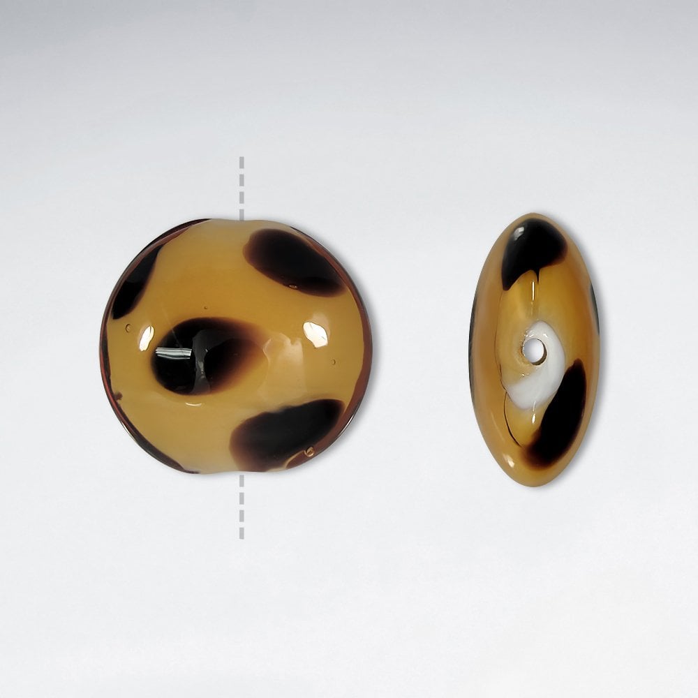 19.5x19mm Smooth Spotted Thin Circle Glass Beads pkg of 20