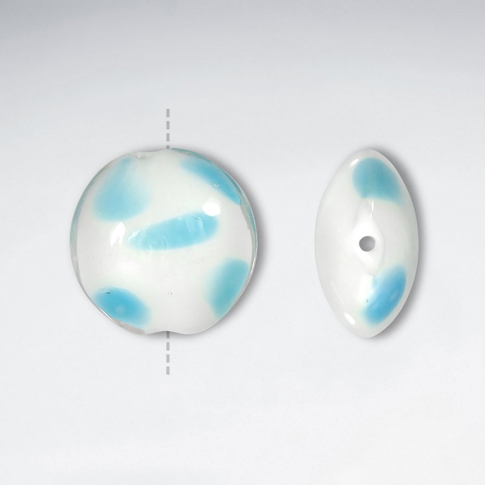 19.5x19mm Smooth Spotted Thin Circle Glass Beads pkg of 20