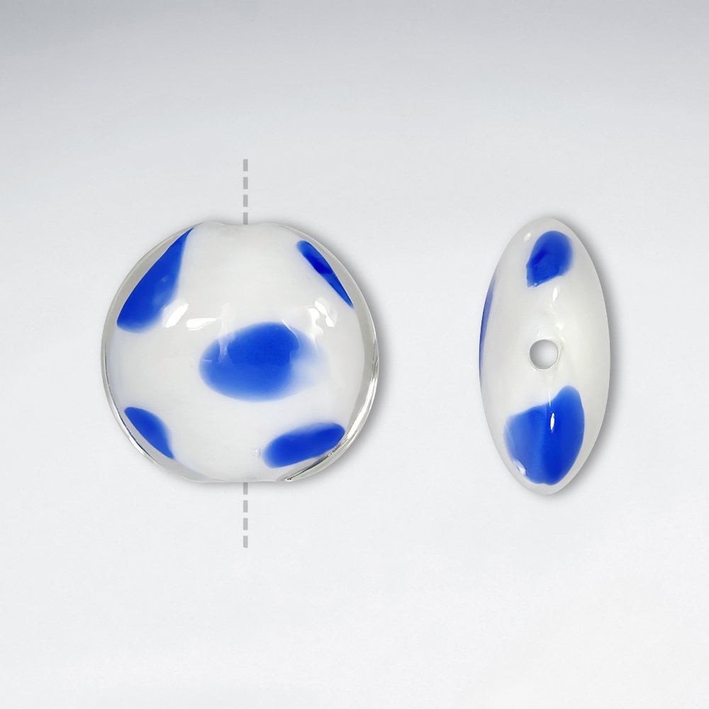 19.5x19mm Smooth Spotted Thin Circle Glass Beads pkg of 20