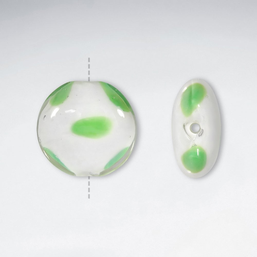 19.5x19mm Smooth Spotted Thin Circle Glass Beads pkg of 20