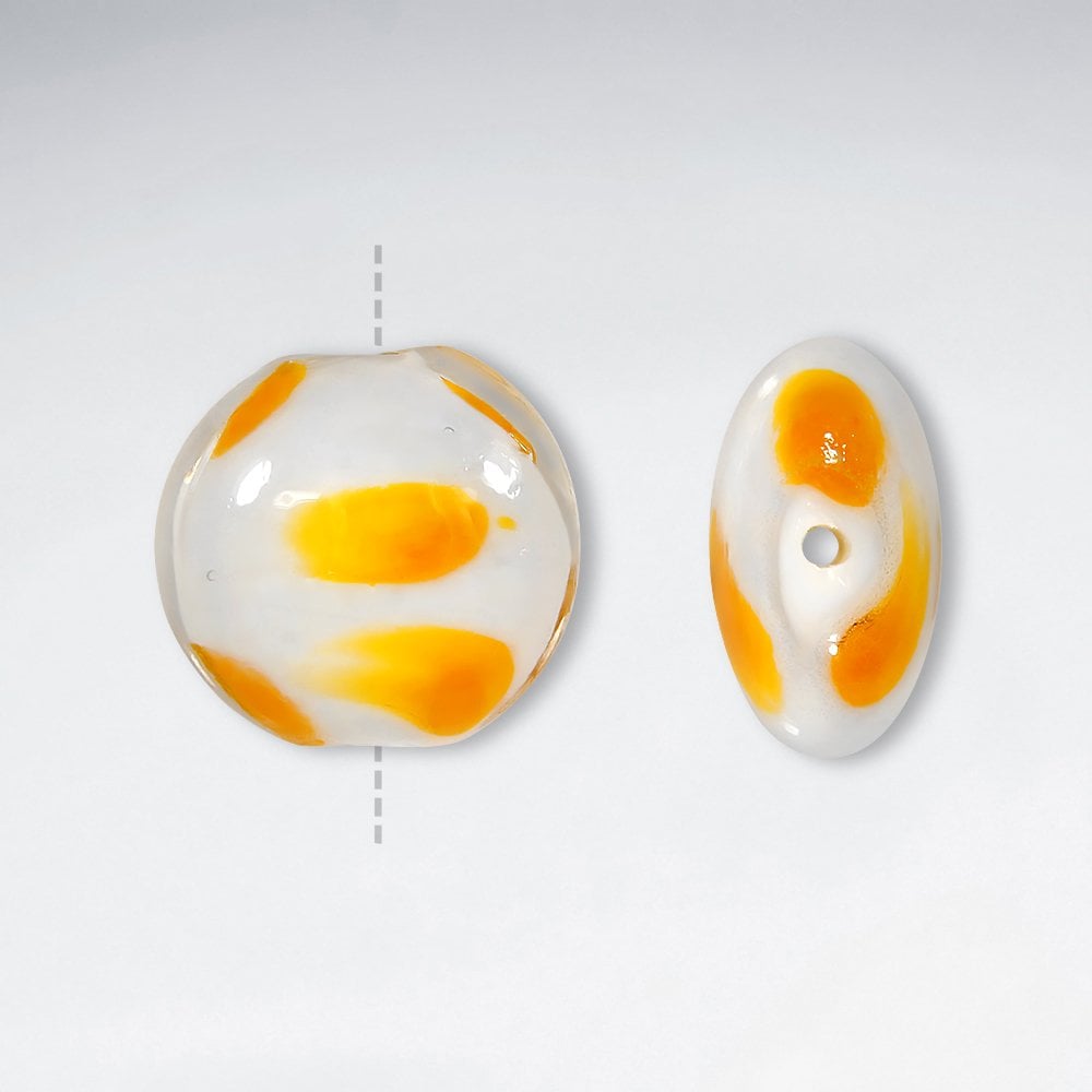 19.5x19mm Smooth Spotted Thin Circle Glass Beads pkg of 20
