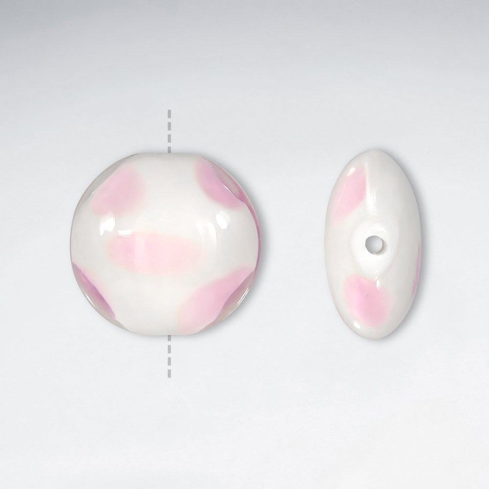 19.5x19mm Smooth Spotted Thin Circle Glass Beads pkg of 20