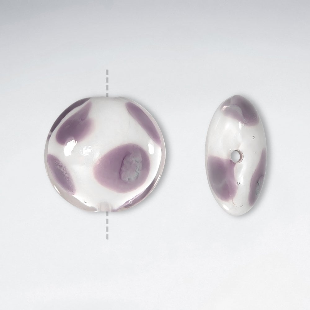 19.5x19mm Smooth Spotted Thin Circle Glass Beads pkg of 20