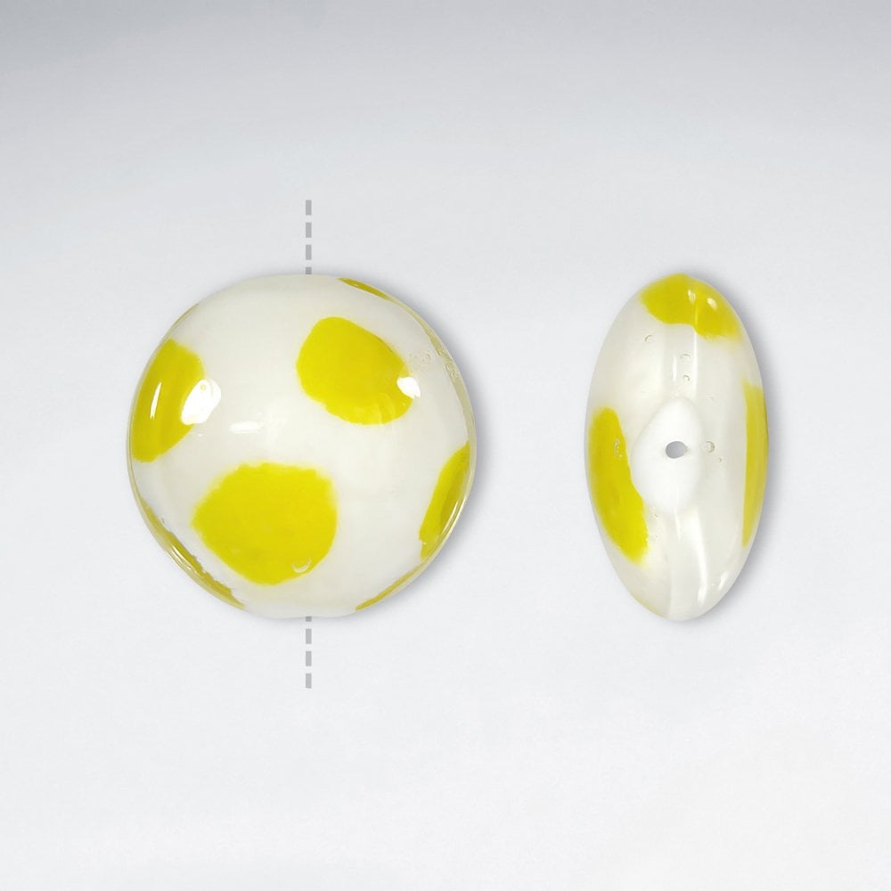 19.5x19mm Smooth Spotted Thin Circle Glass Beads pkg of 20