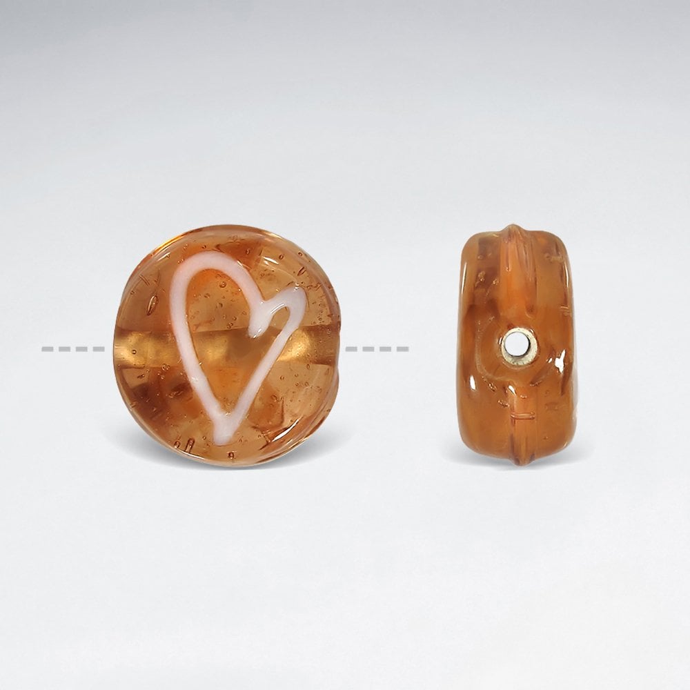 15x14mm Smooth Heart Flat Circle Czech Glass Beads pkg of 20