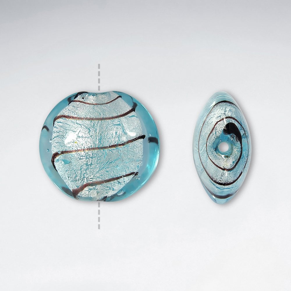 24x23mm Circular Smooth Striped Lampwork Glass Beads pkg of 30