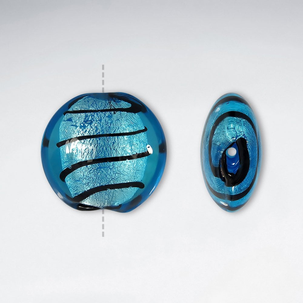 24x23mm Circular Smooth Striped Lampwork Glass Beads pkg of 30