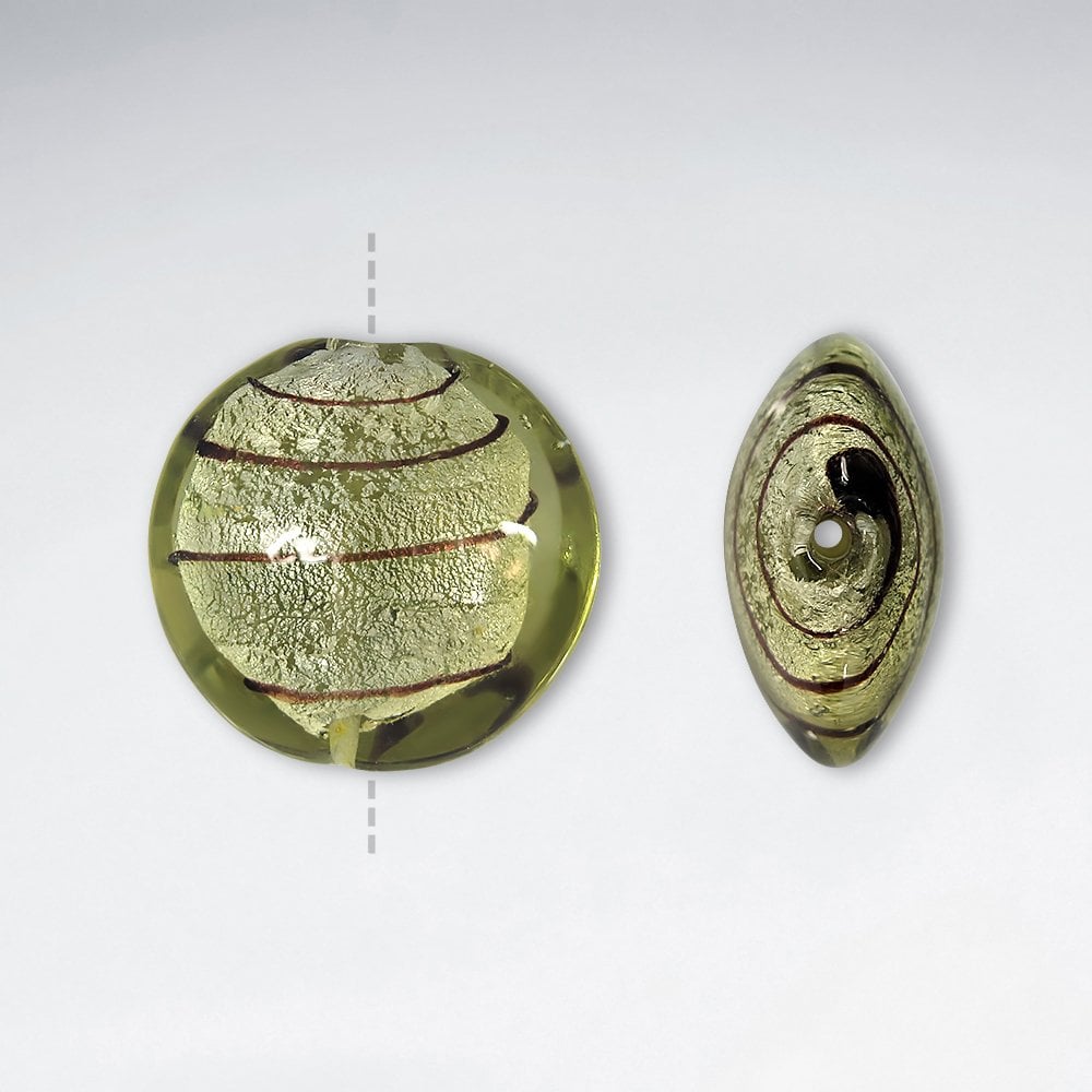 24x23mm Circular Smooth Striped Lampwork Glass Beads pkg of 30