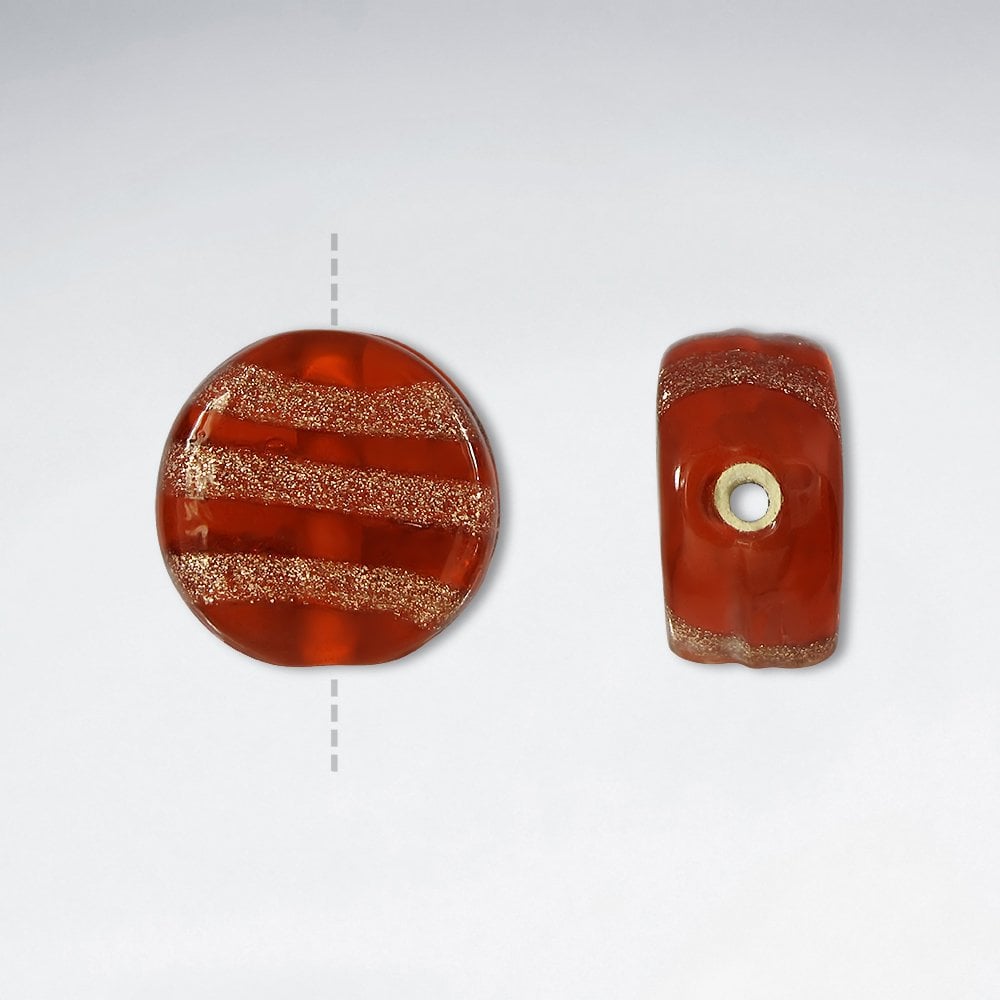 14.6x14mm Two Tone Smooth Flat Circle Czech Glass Beads pkg of 20