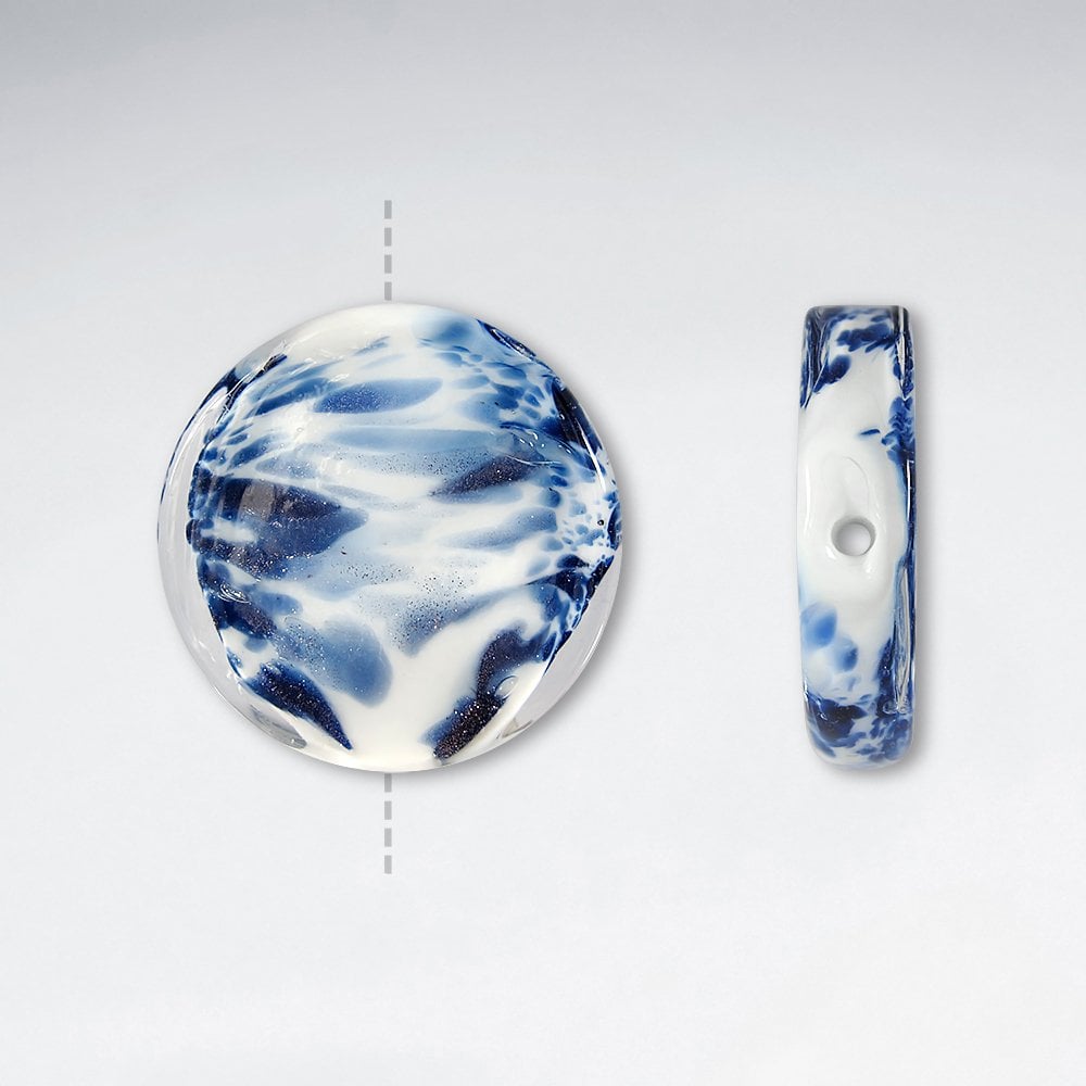 28x27mm Flat Circular Brush Stroke Lampwork Glass Beads pkg of 10