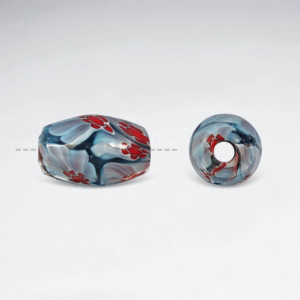 16x25mm Smooth Flower Oval Lampwork Glass Beads pkg of 10