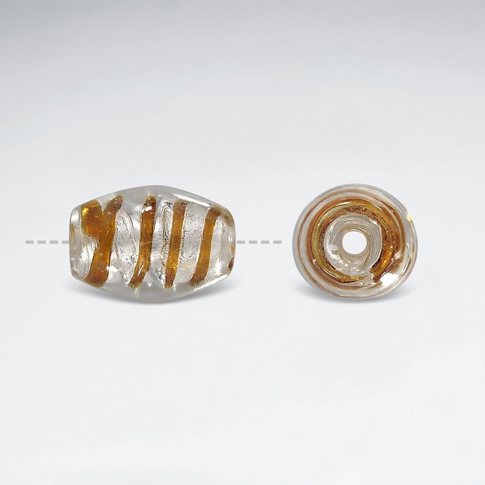 17x25mm Smooth Spiral Stripe Oval Lampwork Glass Beads pkg of 10