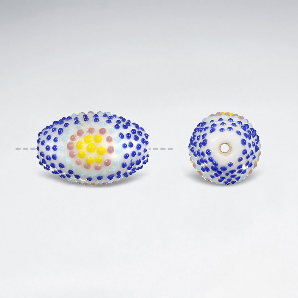 20x30mm Oval Dot Art Textured Glass Lampwork Beads pkg of 5