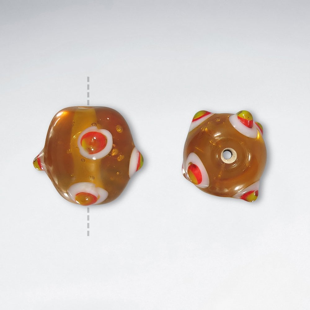 14x16.5mm Textured Rondelle Lampwork Glass Beads pkg of 20