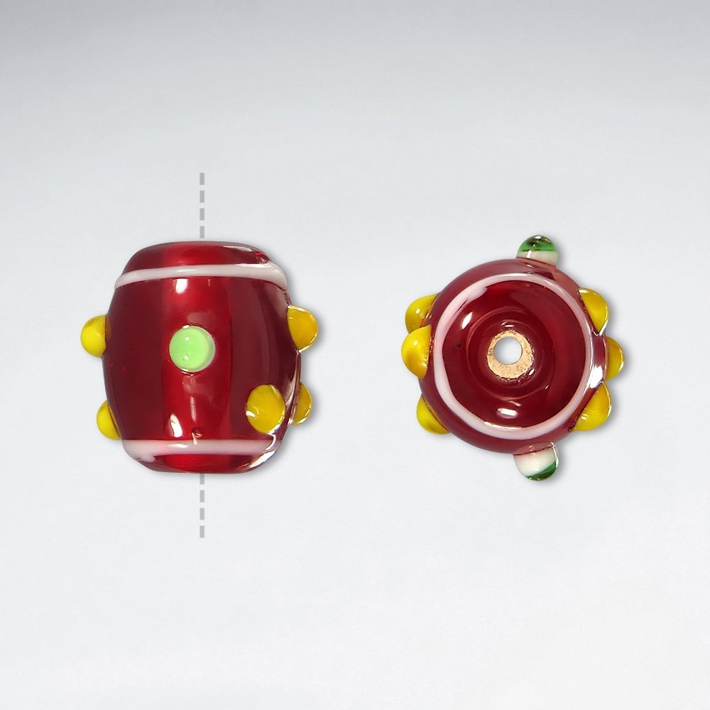 15x16mm Oval Dot Textured Lampwork Glass Beads pkg of 10