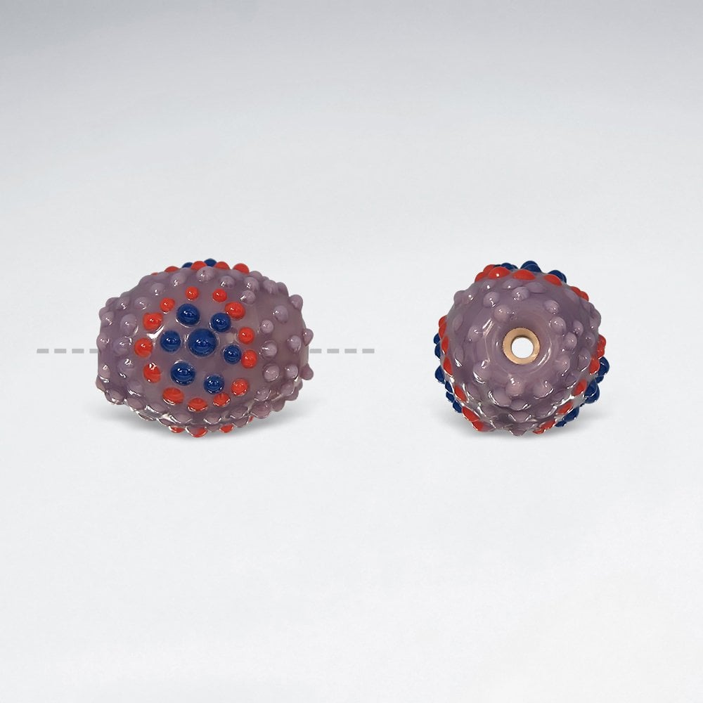 17x20mm Textured Circle Dot Oval Glass Beads pkg of 10