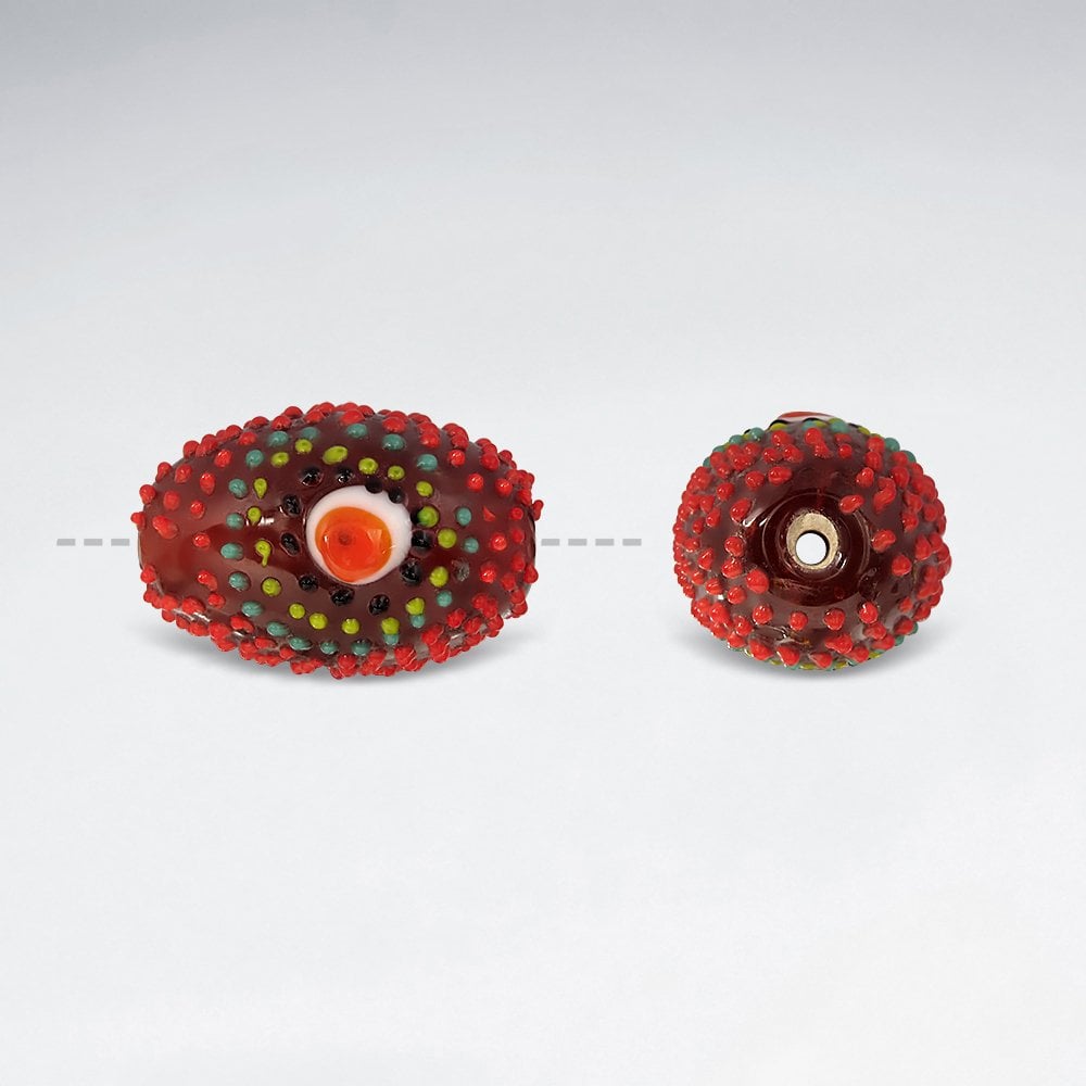 19x29mm Oval Abstract Dot Pattern Glass Beads pkg of 5