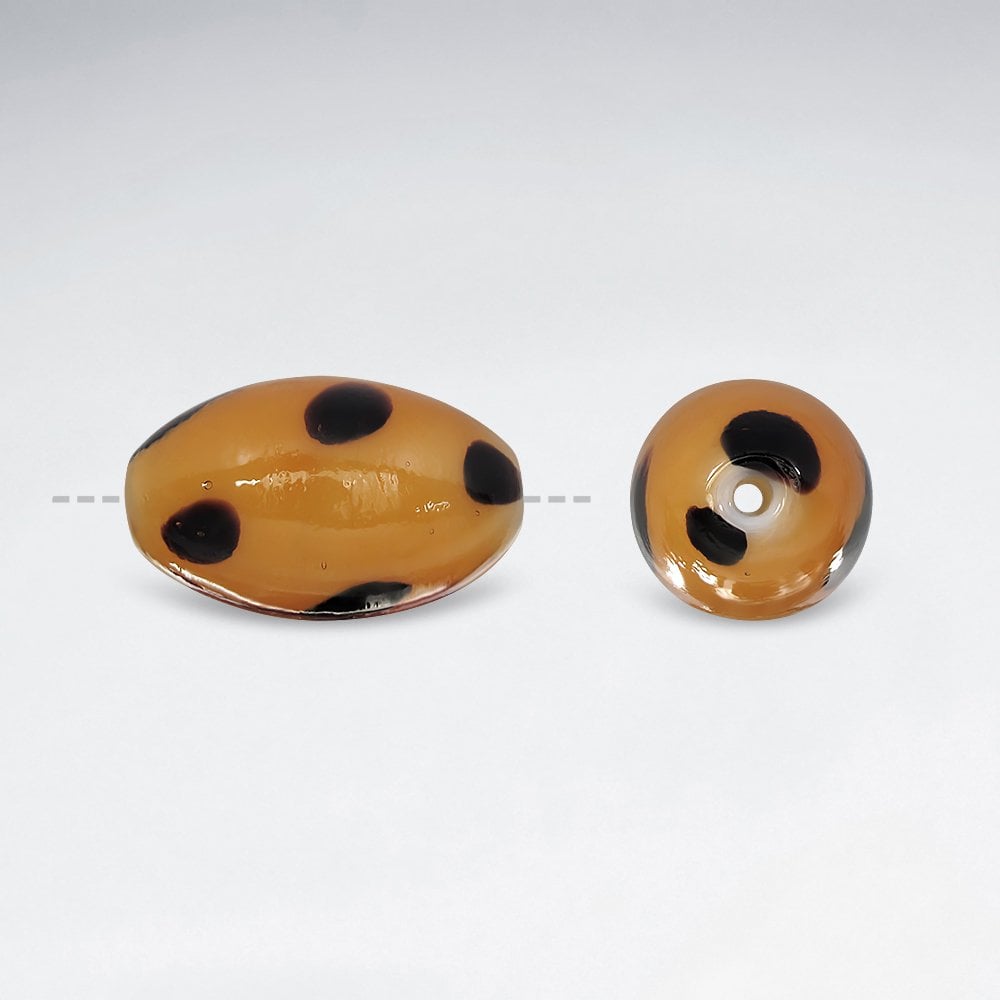 14.21 x 24.00 Smooth Dotted Oval Glass Beads pkg of 20
