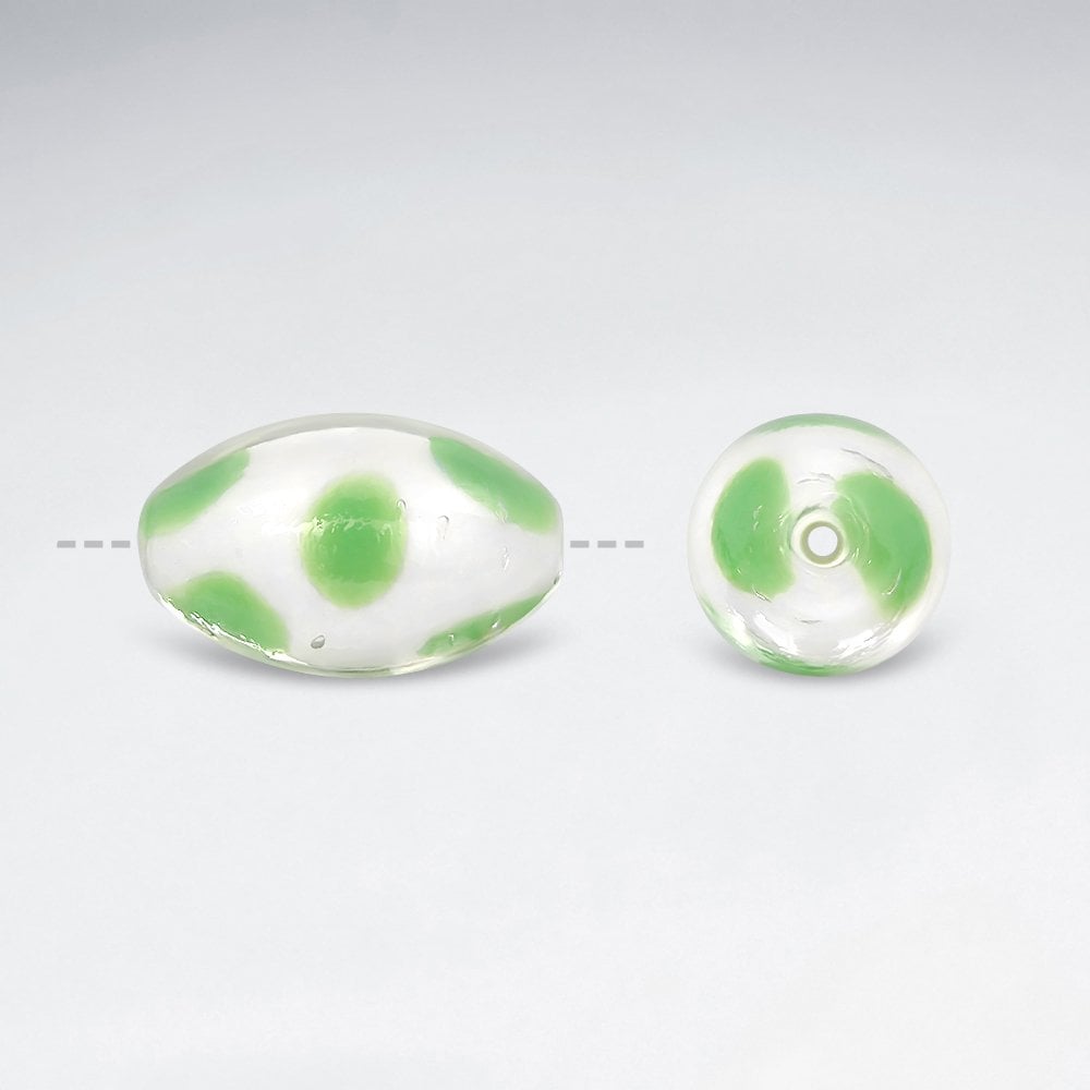 14.21 x 24.00 Smooth Dotted Oval Glass Beads pkg of 20