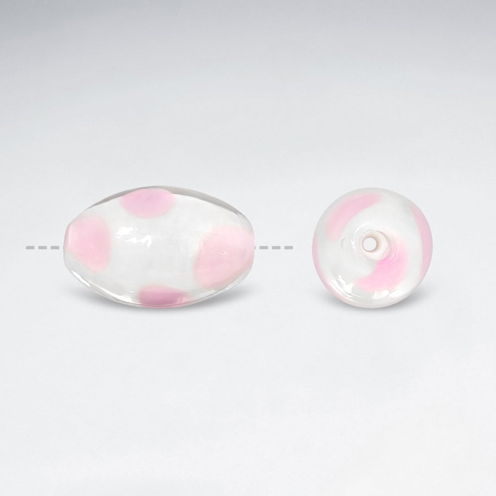 14.21 x 24.00 Smooth Dotted Oval Glass Beads pkg of 20