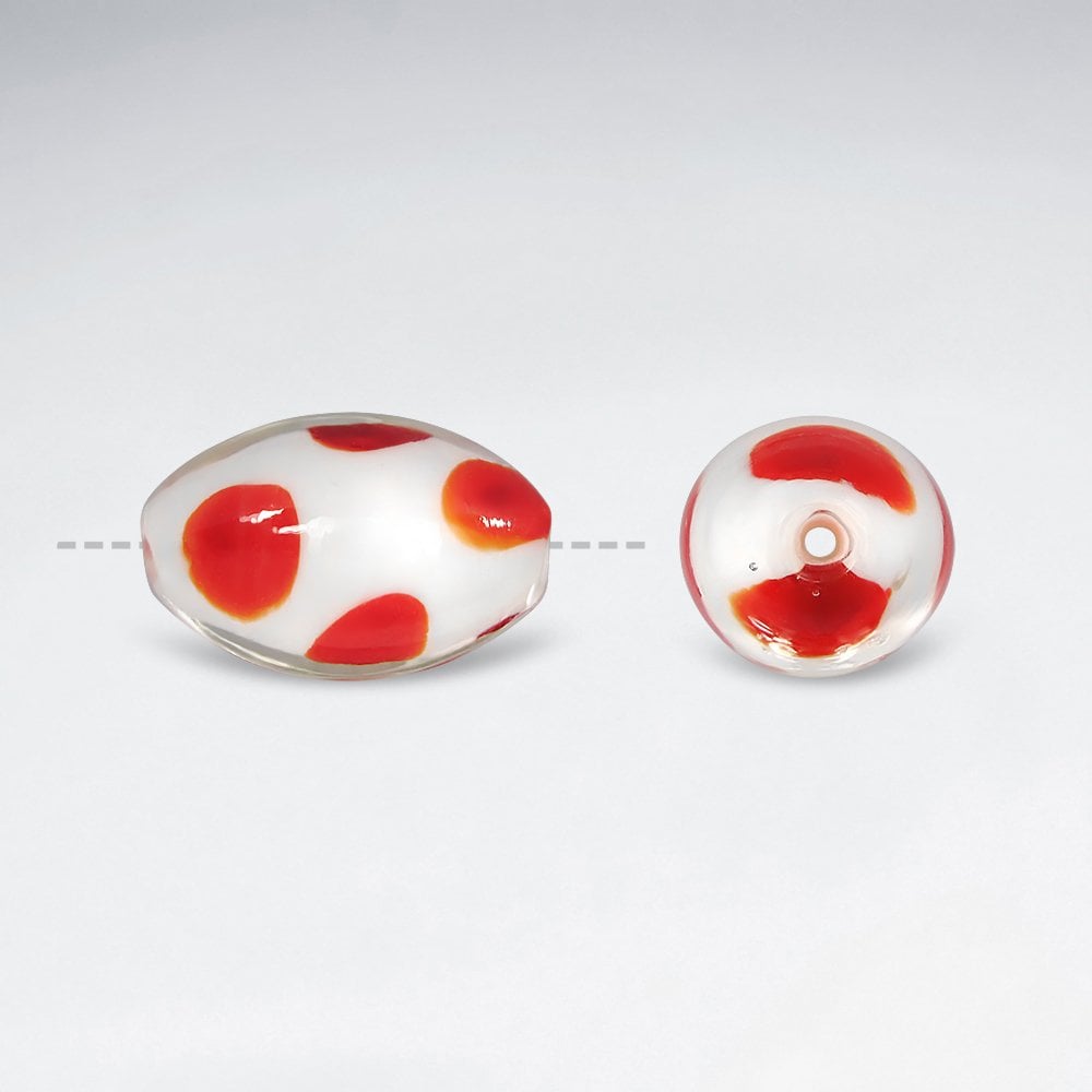 14.21 x 24.00 Smooth Dotted Oval Glass Beads pkg of 20