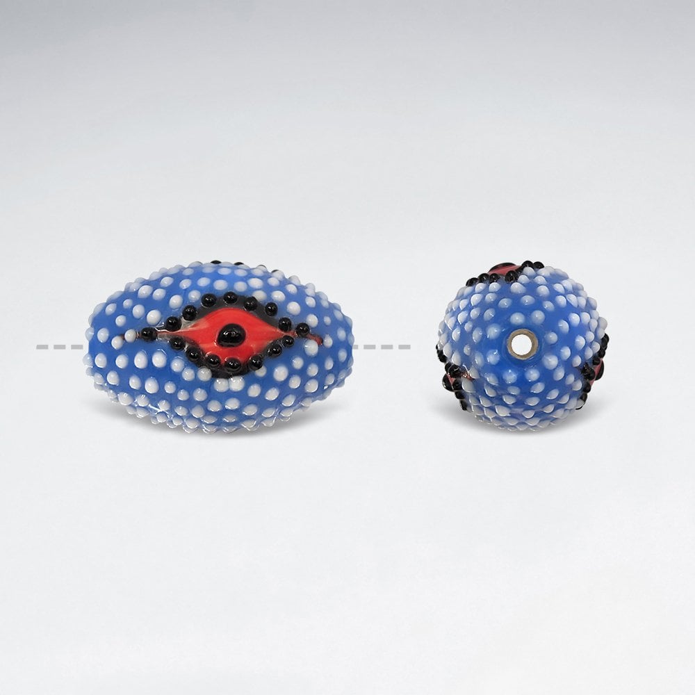 19x29mm Oval Abstract Dot Pattern Glass Beads pkg of 5