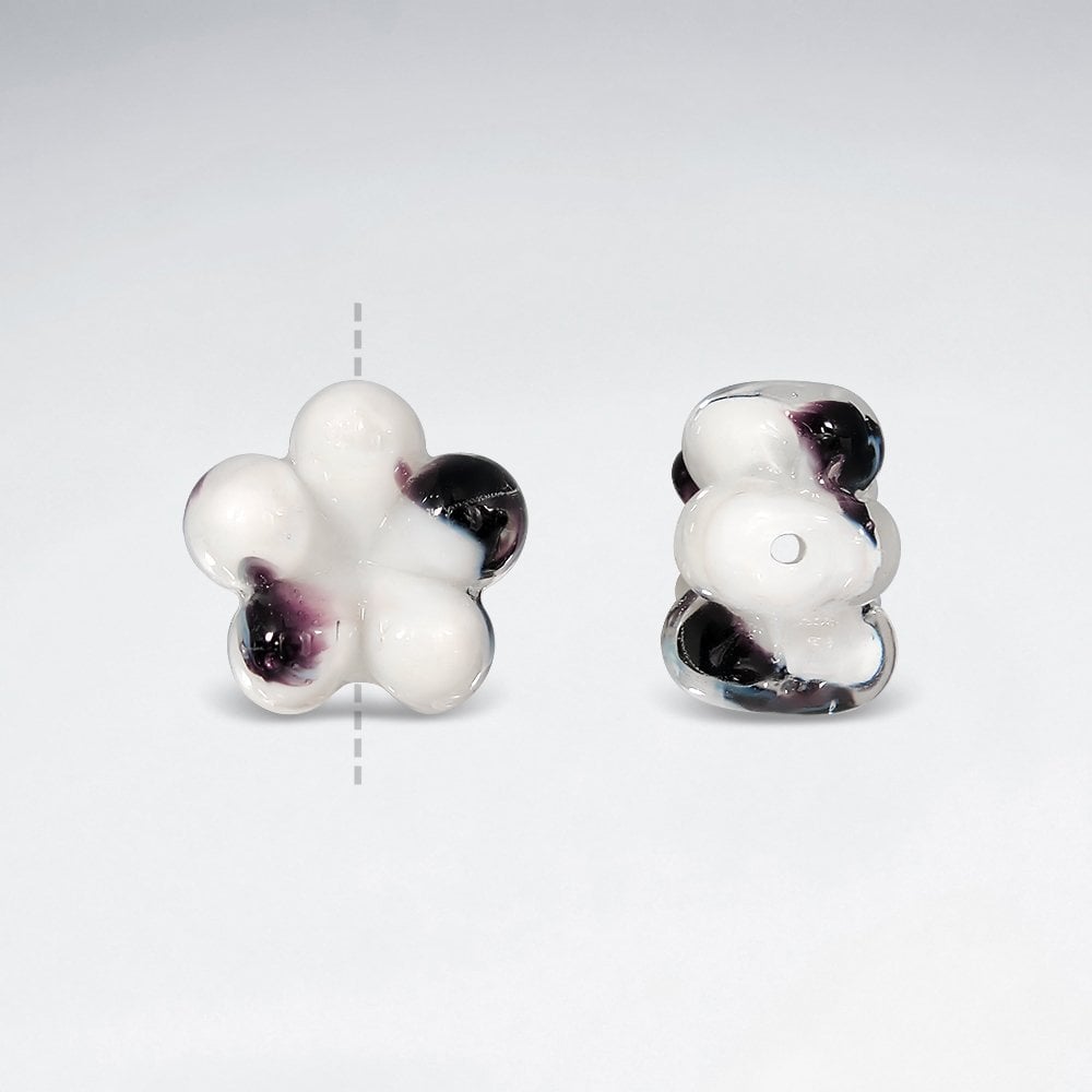 14.7x14.4mm Two-Tone Flower shaped Glass Lampwork Glass Beads pkg of 30