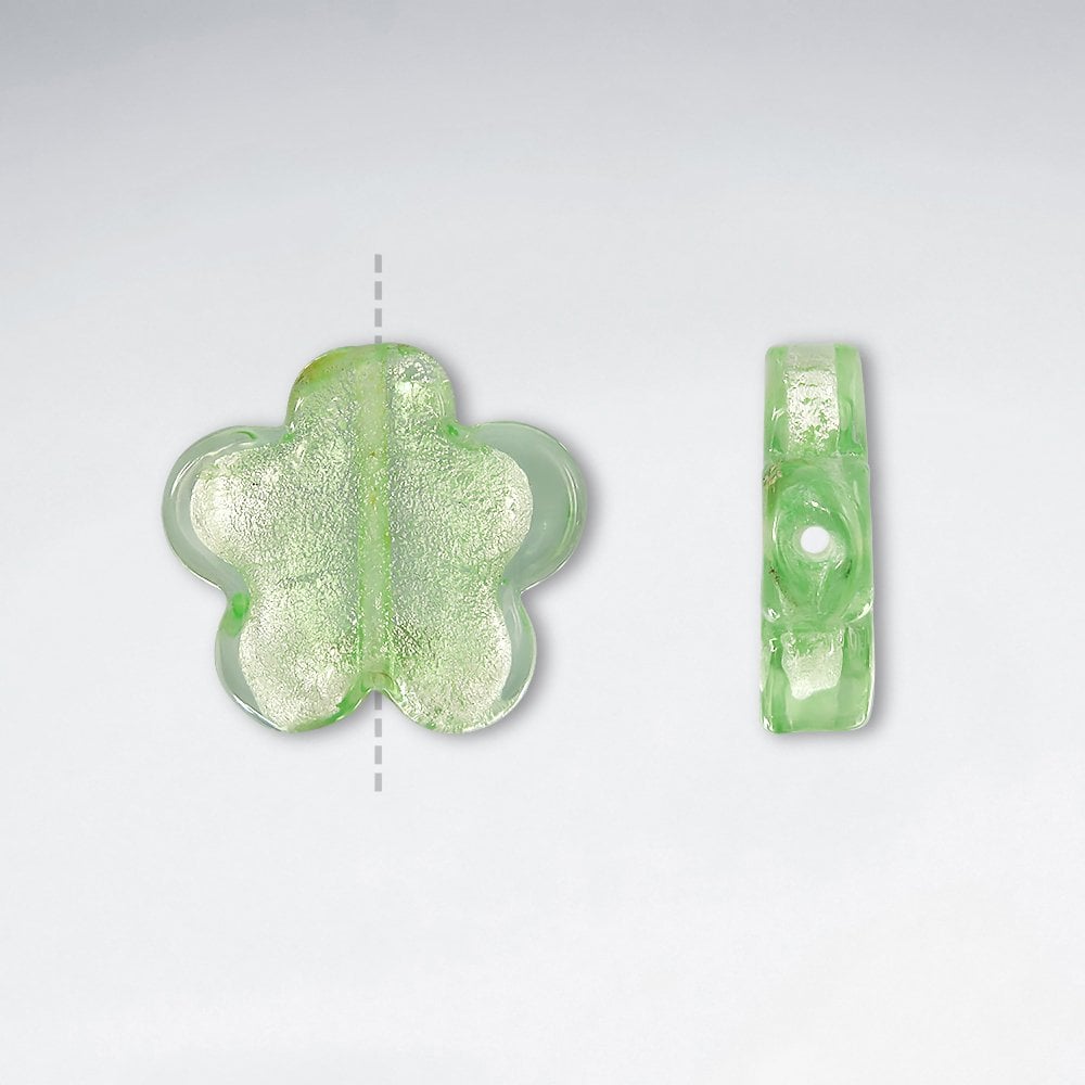 25.1x24.1mm Transparent Flower Shaped Glass Lampwork Beads pkg of 20