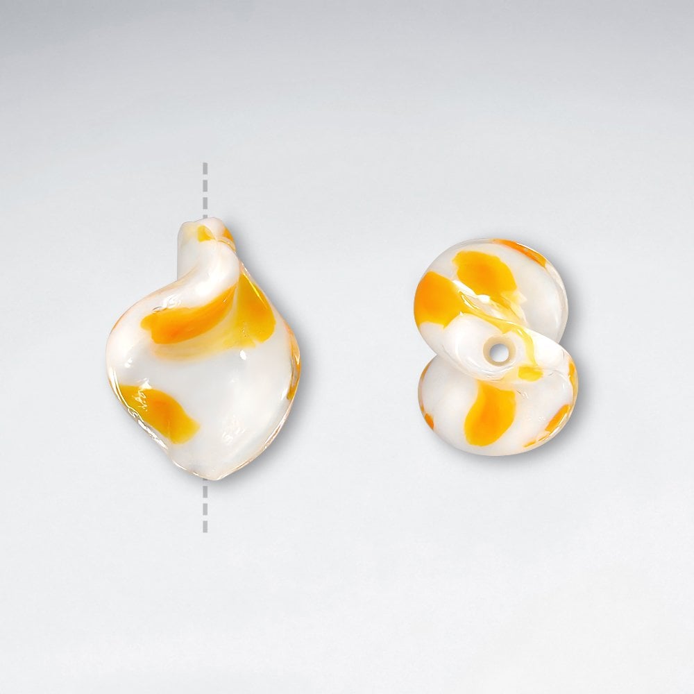 14.9x19.9mm Smooth Twisted Lampwork Glass Beads pkg of  30
