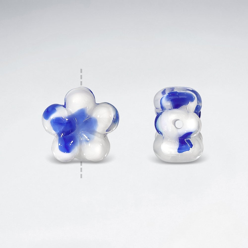 14.7x14.4mm Flower Shaped Smooth Lampwork Glass Beads pkg of 30