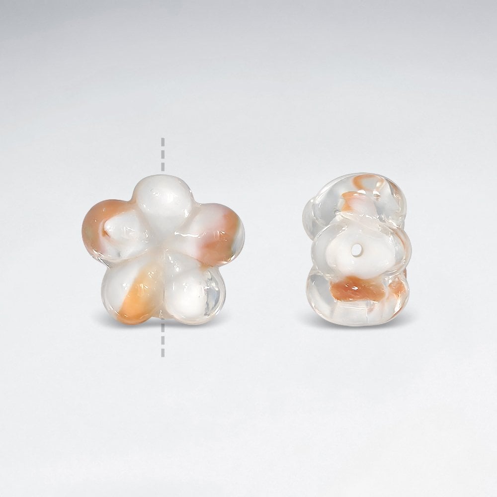 14.7x14.4mm Two-Tone Flower shaped Glass Lampwork Glass Beads pkg of 30