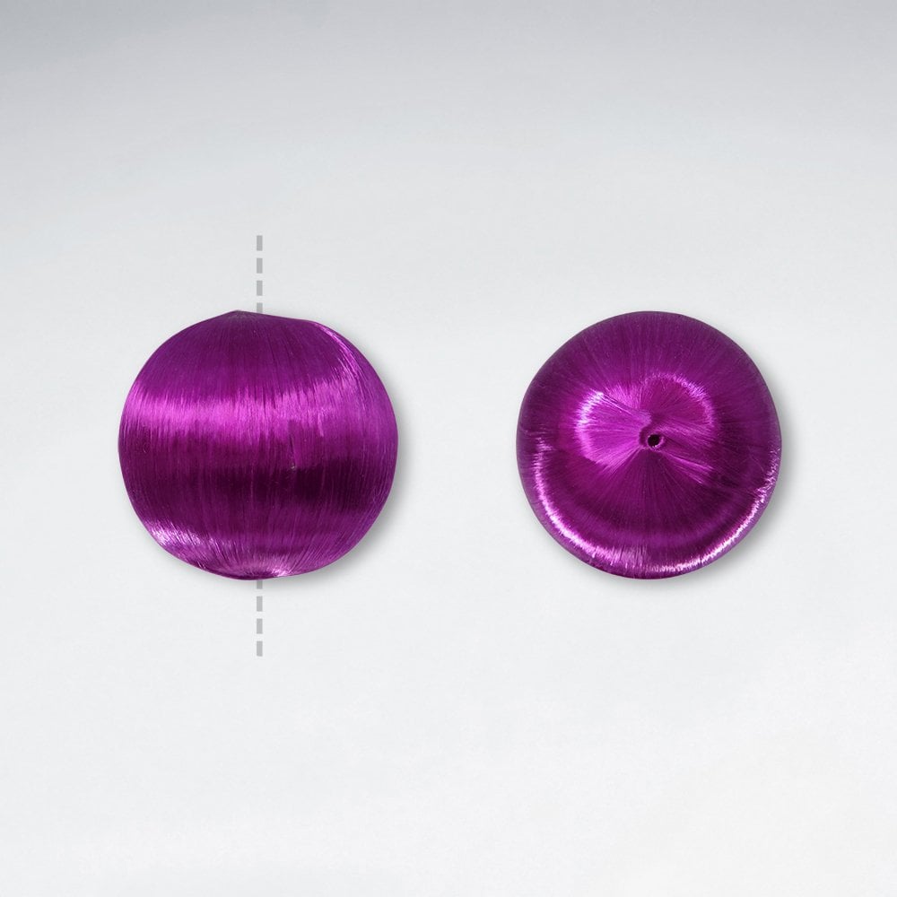 23x21.7mm Glossy Textured Round Silk Glass Beads pkg of 10