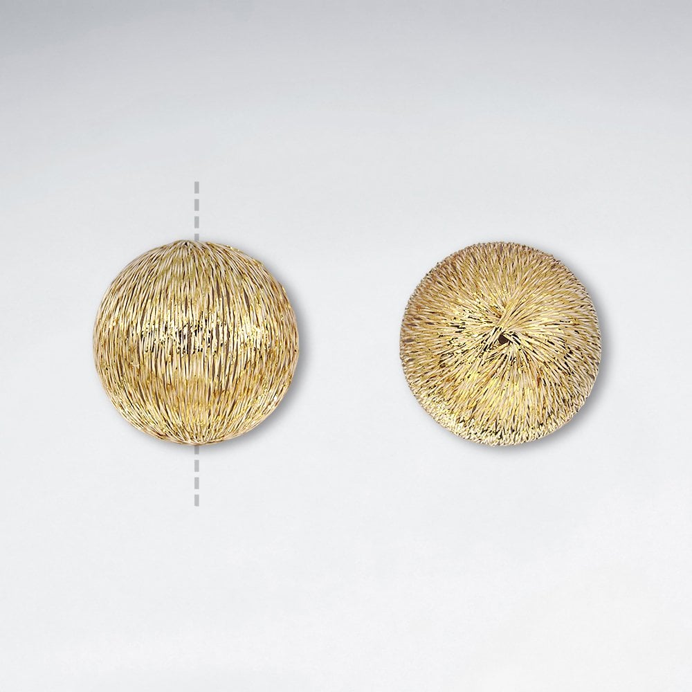 22.55x22mm Round Textured Gold Silk Glass Beads pkg of 10
