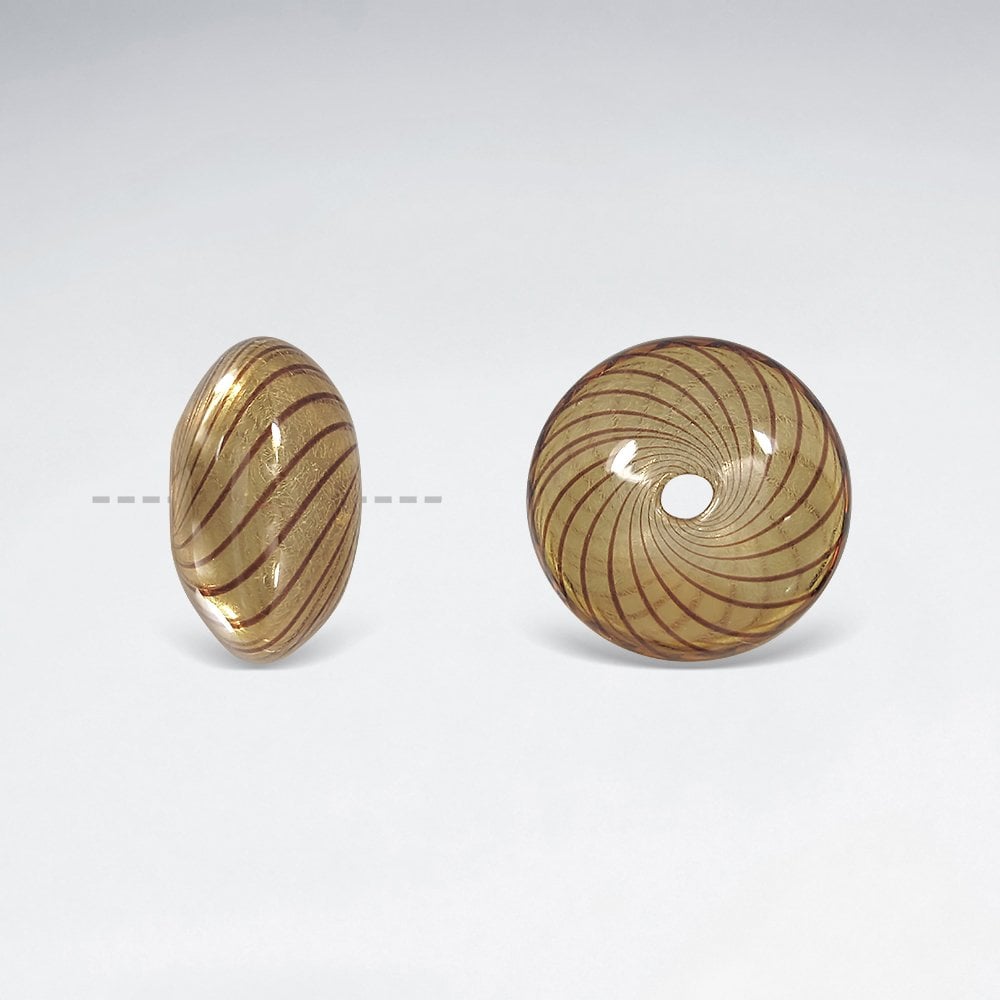 17x10mm Smooth Spiral Flat Circle Glass Beads pkg of 4