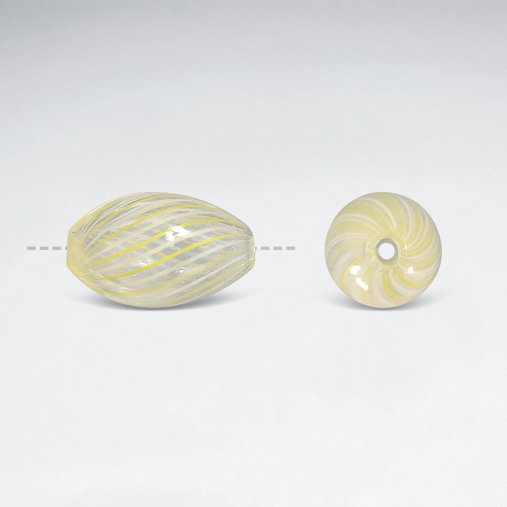 8.4x13.9mm Smooth Oval Swirl Pattern Glass Beads Pkg of 4