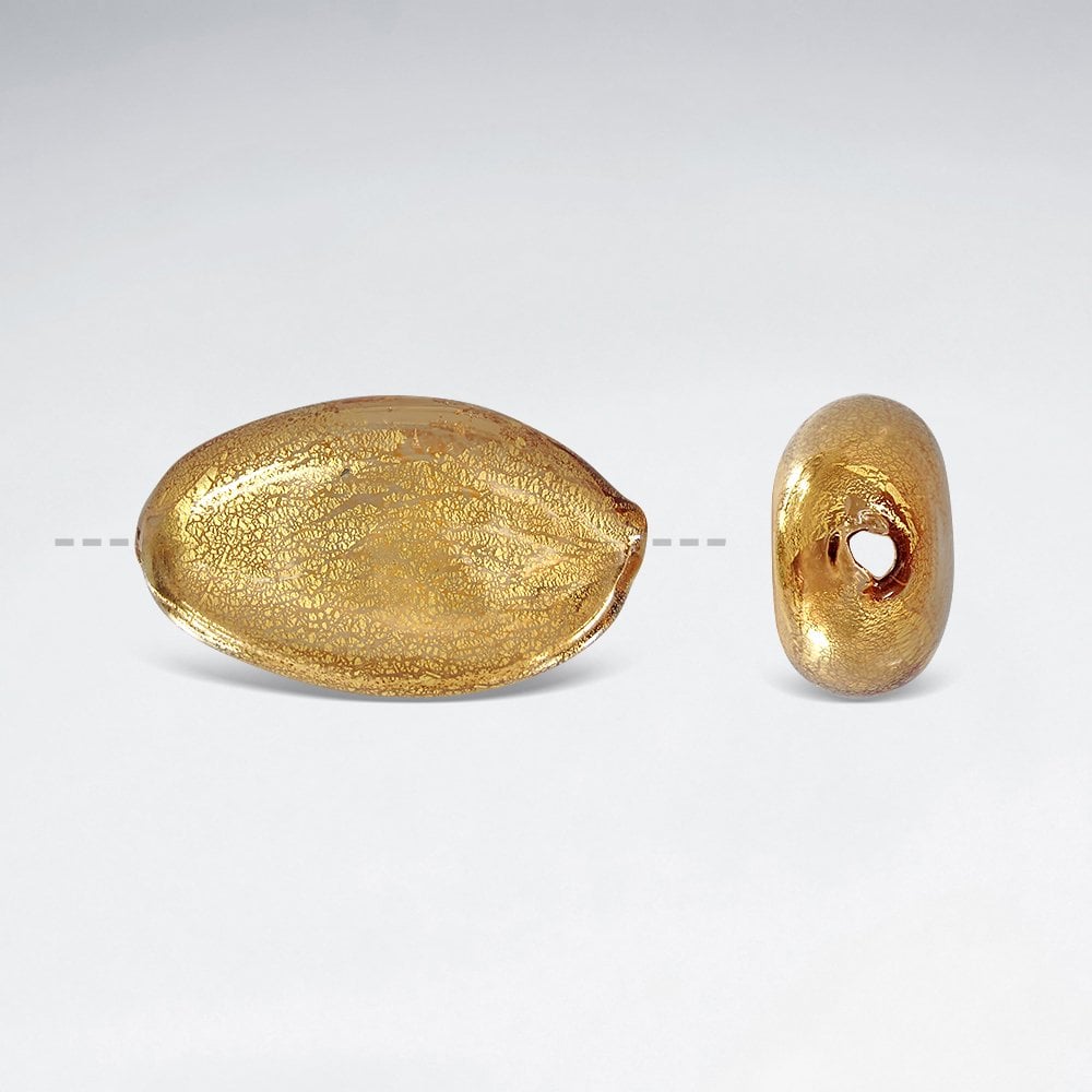 16.5x27.7mm Smooth Crackled Flat Oval Glass Beads pkg of 4