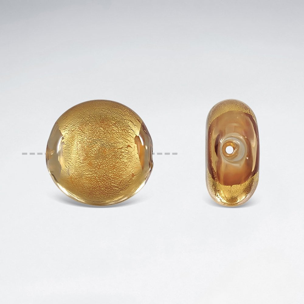 20.7x21.1mm Smooth Crackled Flat Circle Glass Beads pkg of 4