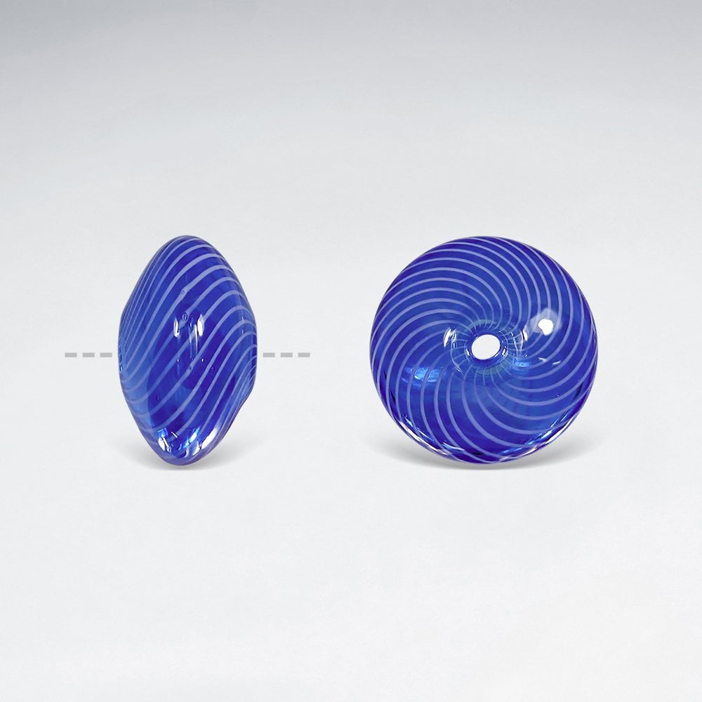 17x10mm Smooth Spiral Flat Circle Glass Beads pkg of 4