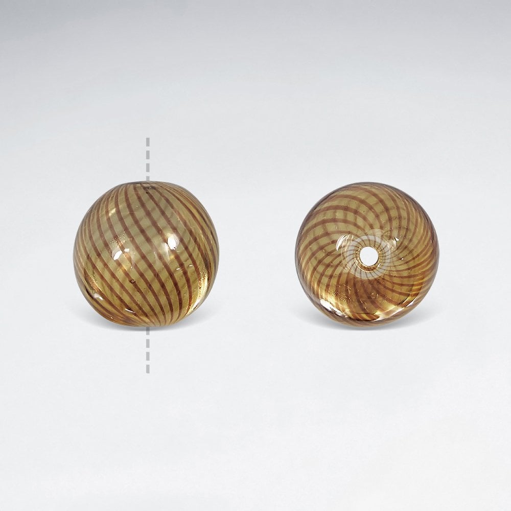 12.9x13.2 Smooth Spiral Round Glass Beads pkg of 4