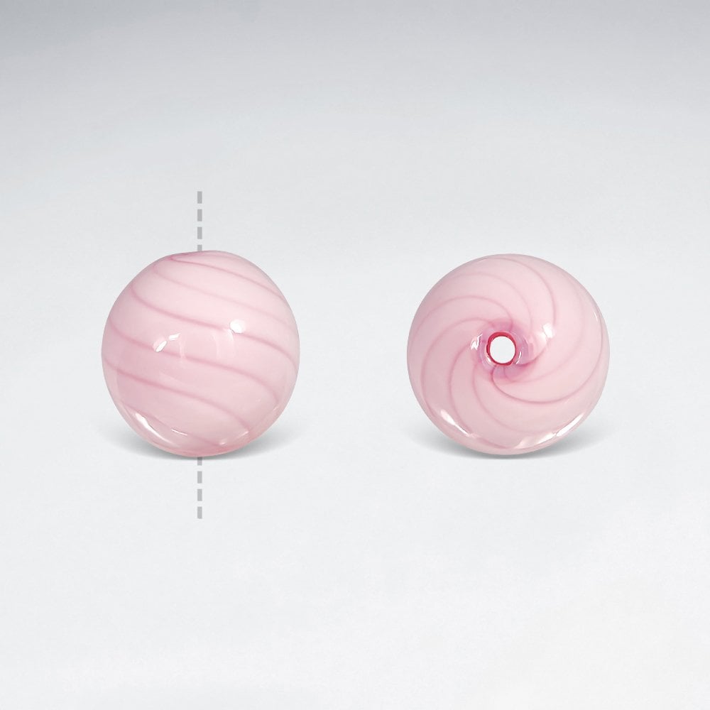 12.9x13.2 Smooth Spiral Round Glass Beads pkg of 4