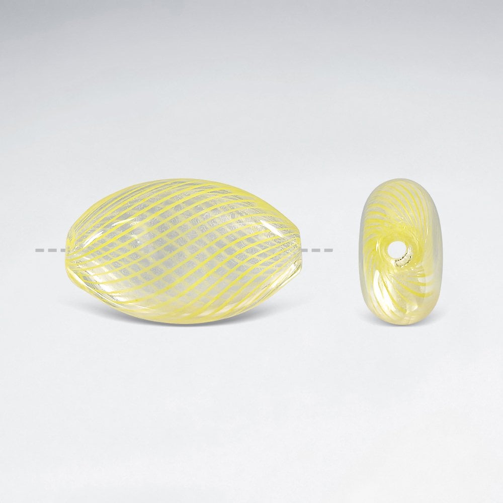 Yellow 13x20.9 Smooth Spiral Flat Oval Glass Beads pkg of 4