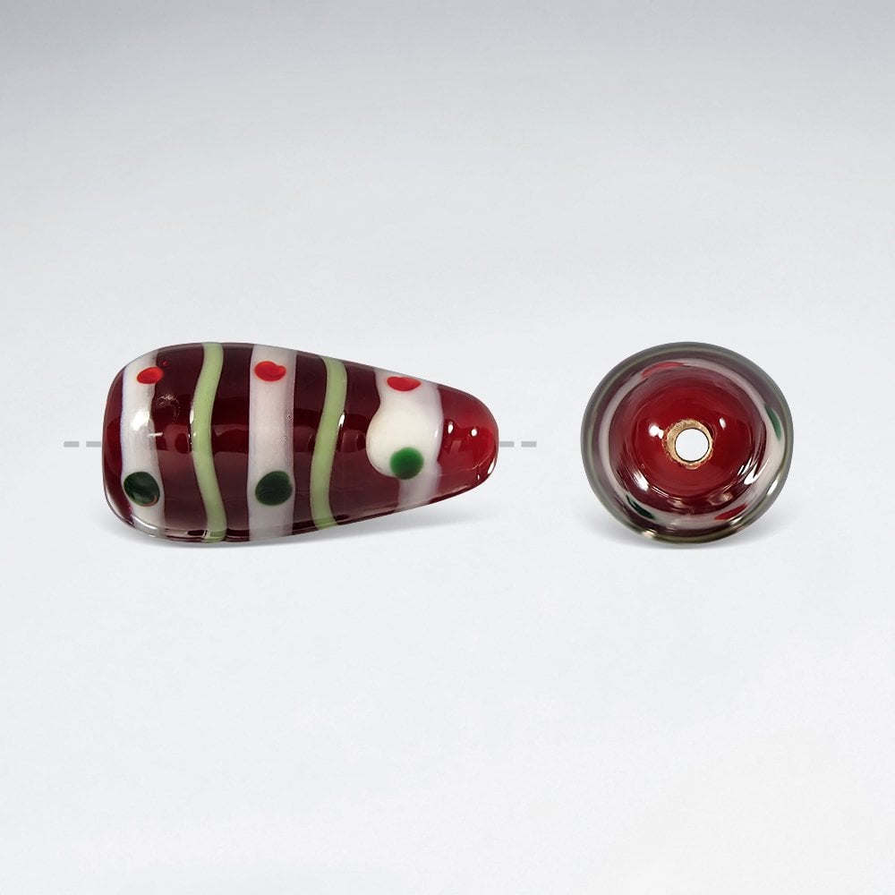 14.4x28.1mm Smooth Patterned Teardrop Glass Lampwork Beads pkg of 10