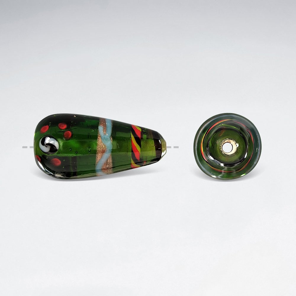 12.8x27.9mm Textured Multicolor Abstract Lampwork Glass Beads pkg of 10