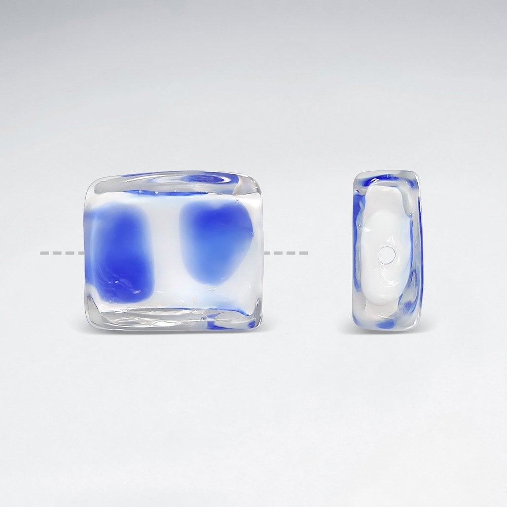 16x14.1mm Assorted Transparent Smooth Dotted Square Lampwork Glass Beads pkg of 30