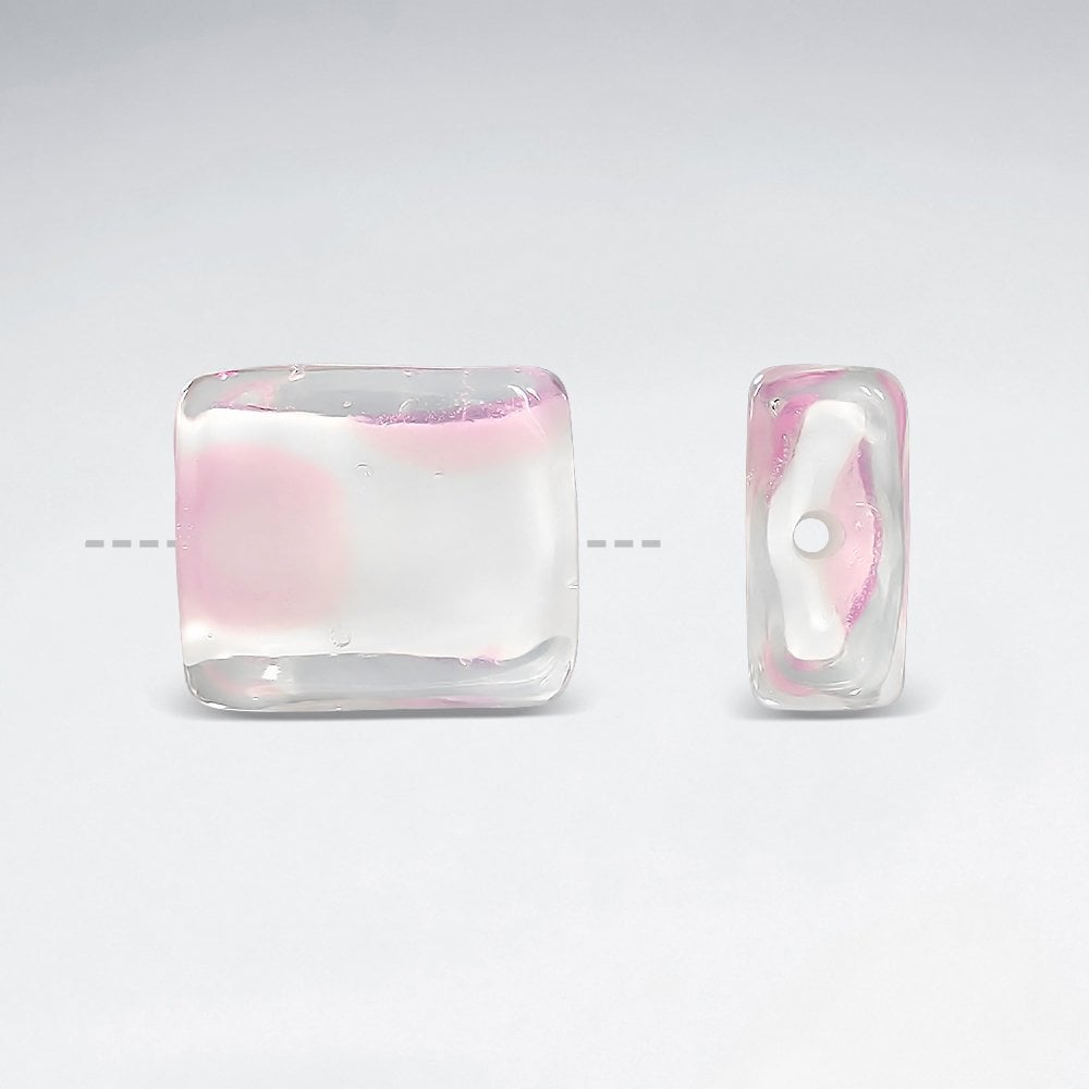 16x14.1mm Assorted Transparent Smooth Dotted Square Lampwork Glass Beads pkg of 30