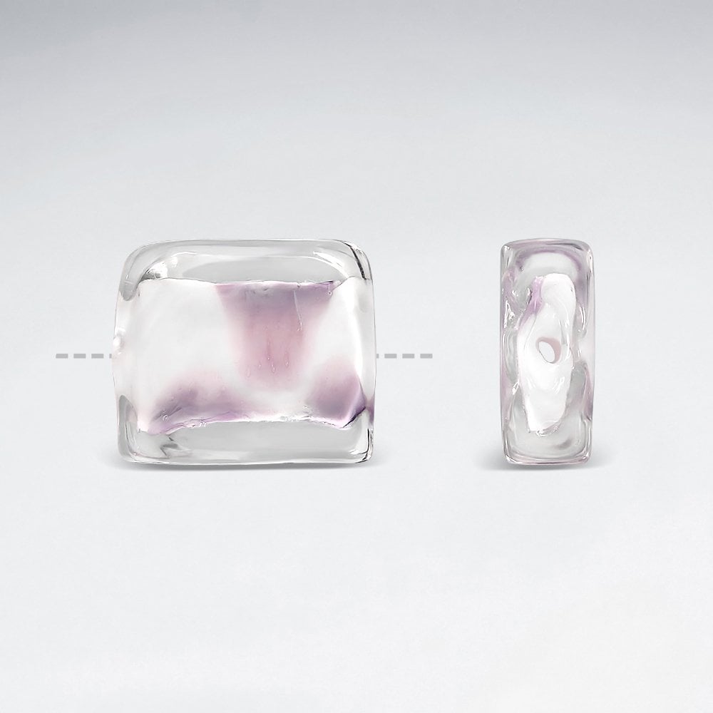 16x14.1mm Assorted Transparent Smooth Dotted Square Lampwork Glass Beads pkg of 30
