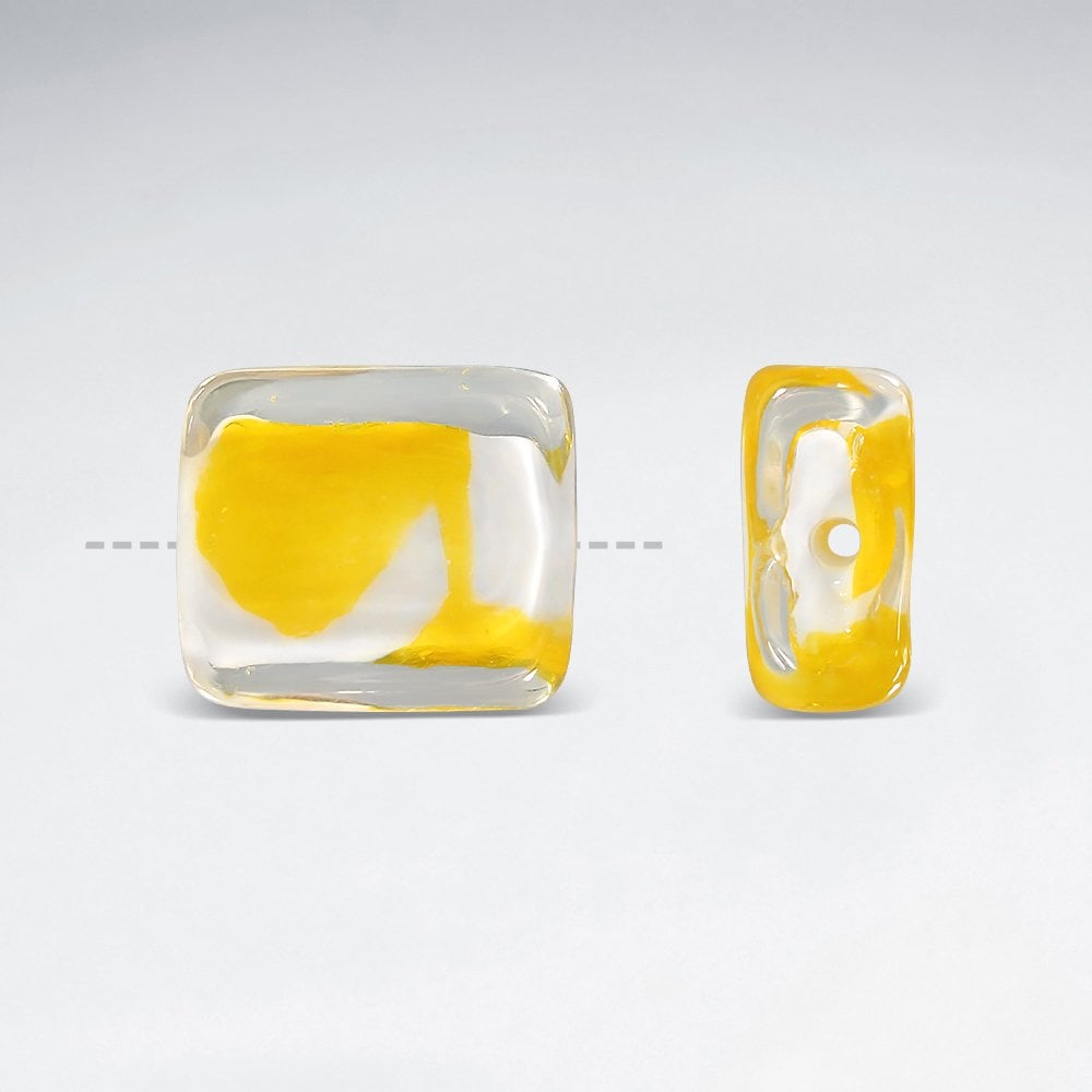 16x14.1mm Assorted Transparent Smooth Dotted Square Lampwork Glass Beads pkg of 30