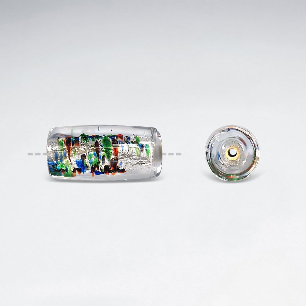 10.7x21.8mm Smooth Multi-Color Tube Glass Lampwork Beads pkg of 20