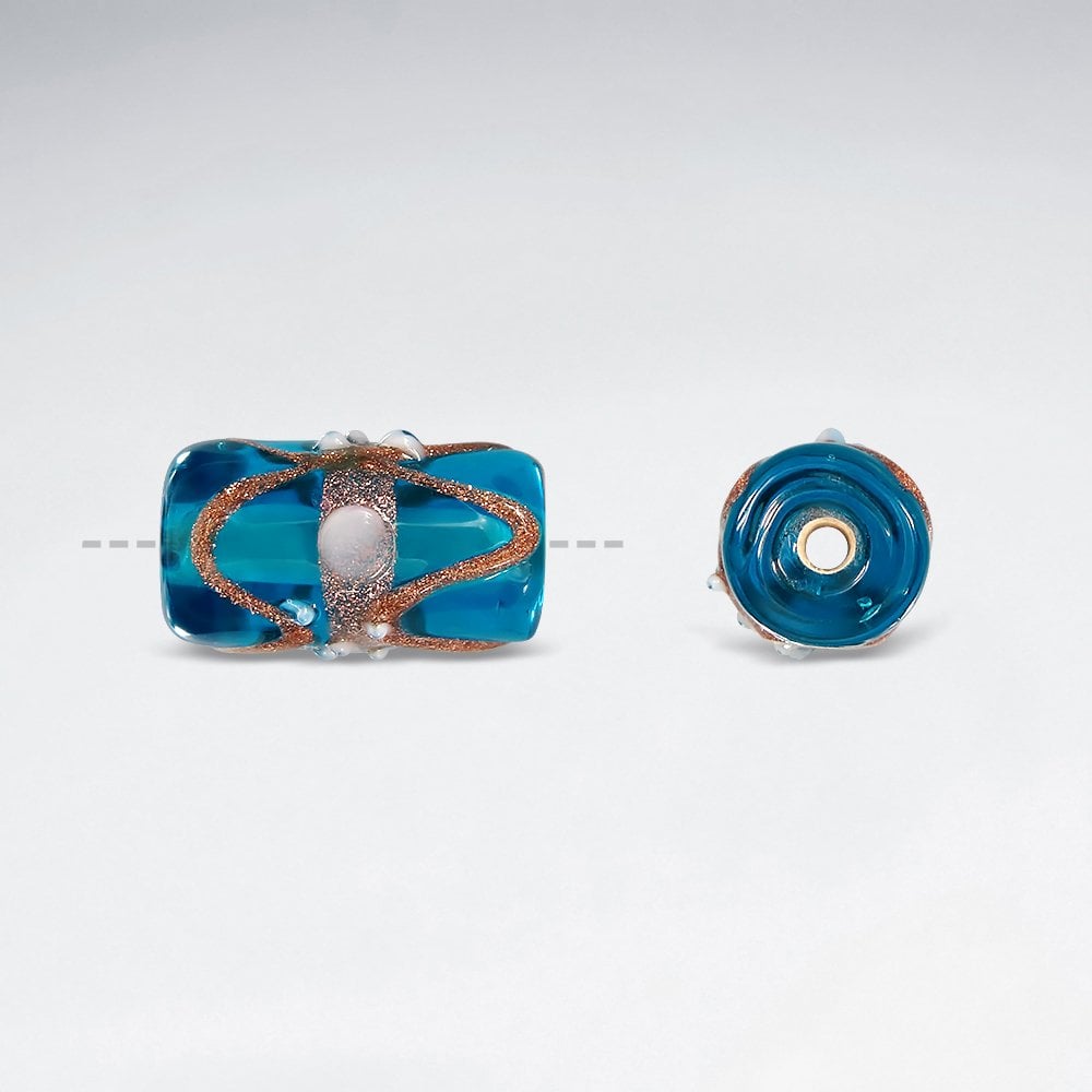 10.9x19.5mm Tube with Line Design Glass Lampwork Beads pkg of 10